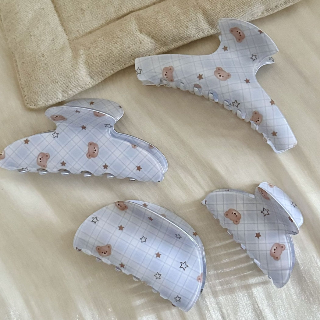 Beau - Cute Bear Print Acetate Hair Claw Clip