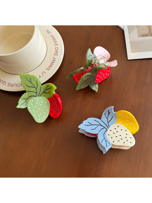 Beau - Cartoon Strawberry-shaped Acetate Hairpin