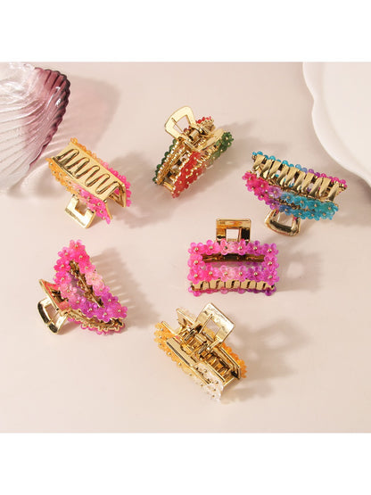 Beau - Half Round Openwork Flower Claw Clip