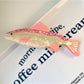 Beau colorful fish shaped hair claw clip styled in long hair