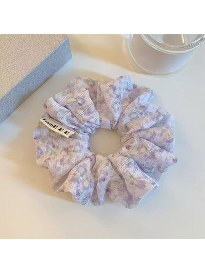 Gifty - Vintage Floral Print Polyester Hair Scrunchie
