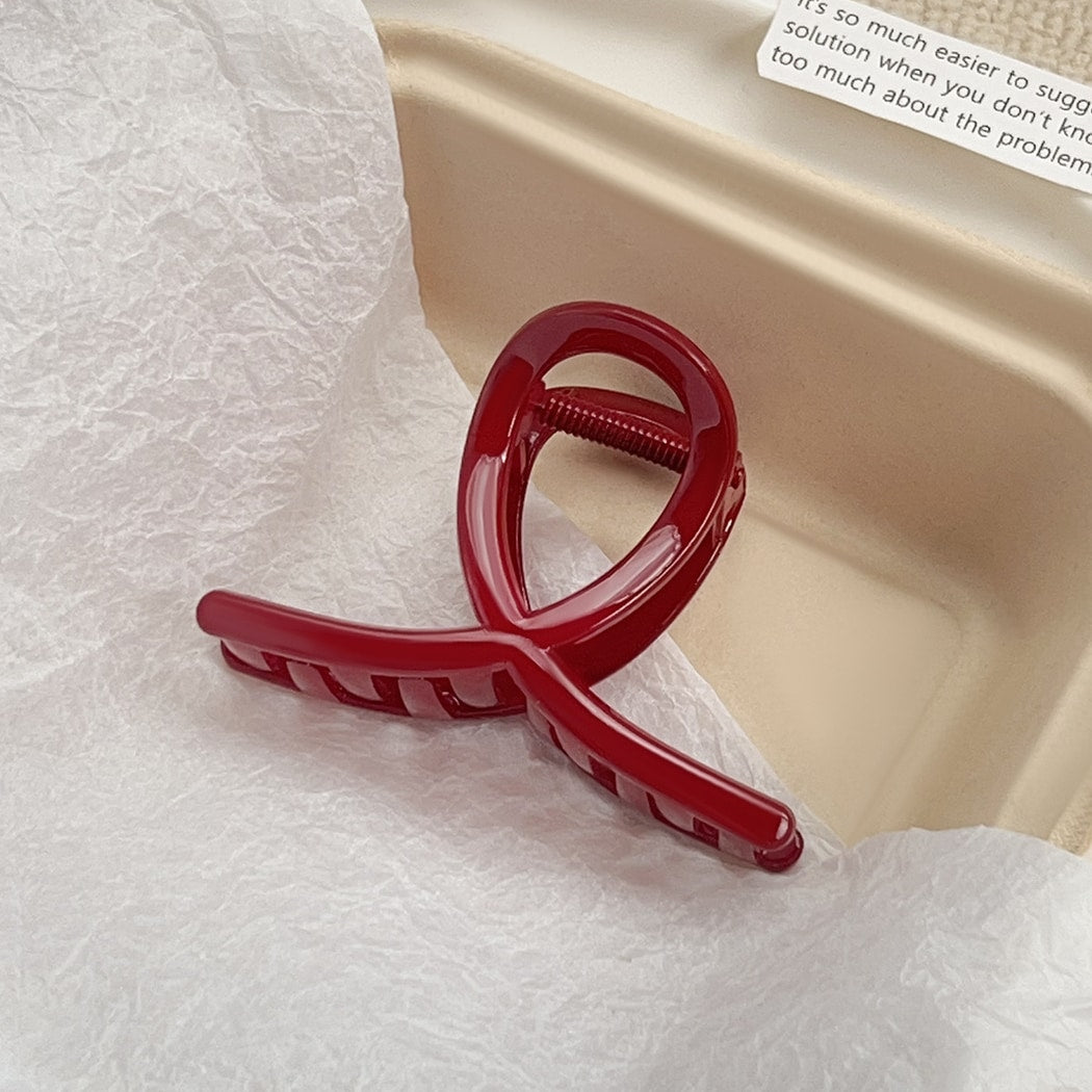 Beau - Red Glossy Geometric Detail Claw Clip