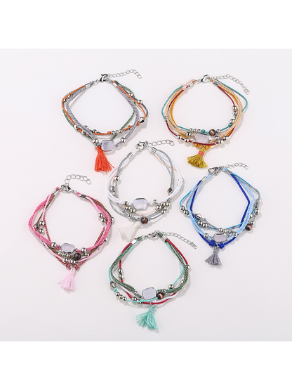 Lovra - Fashionable Beaded Tassel Pendant Bracelet