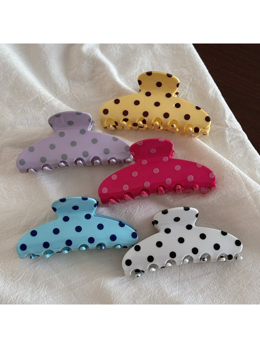 Beau - Polka Dot Fan Shape Resin Claw Clip