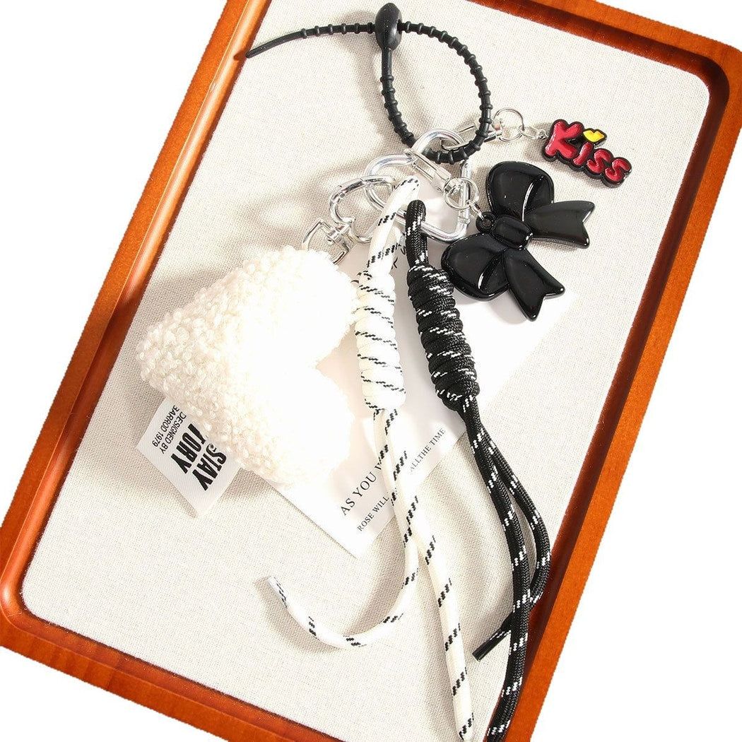 Keypus - Heart Bow Woven Cord Bag Charm Keychain