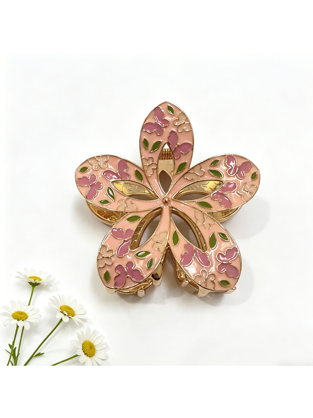 Beau - Openwork Butterfly Floral Hair Claw Clip