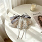 Beau - Lace Embroidered Ribbon Bow Hair Clip