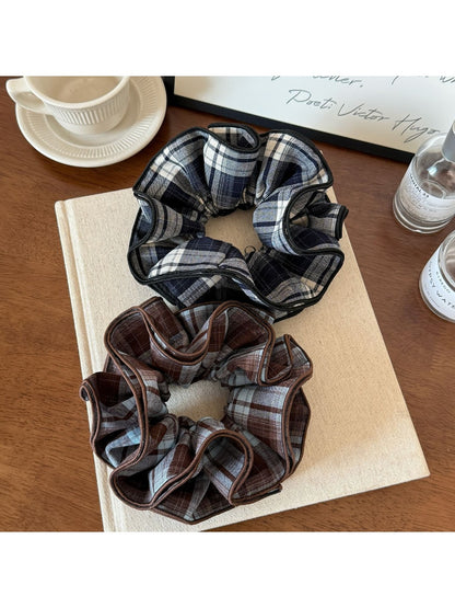 Gifty - Oversized Deep Color Plaid Scrunchie