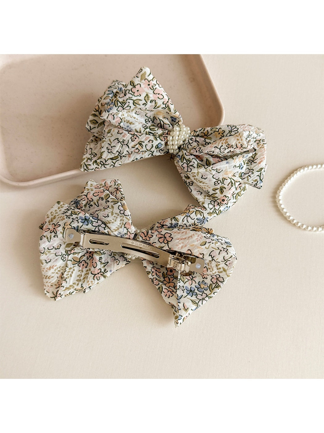 Beau - Floral Bow Spring Fabric Hair Clip