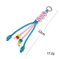 Keypus - Colorblock Floral Beaded Woven Bag Charm Keychain