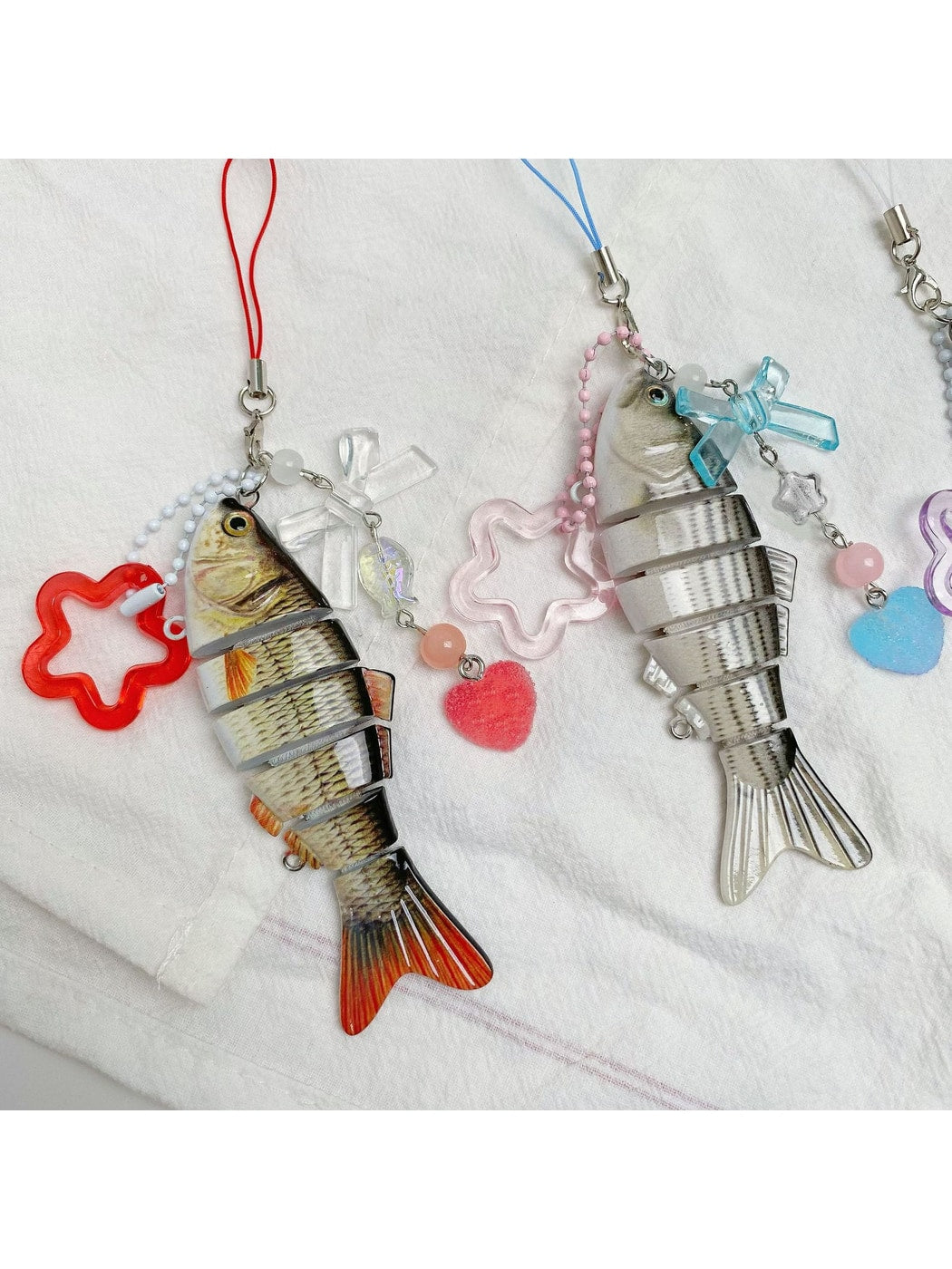 Keypus - Plastic Segmented Fish Bag Charm Keychain