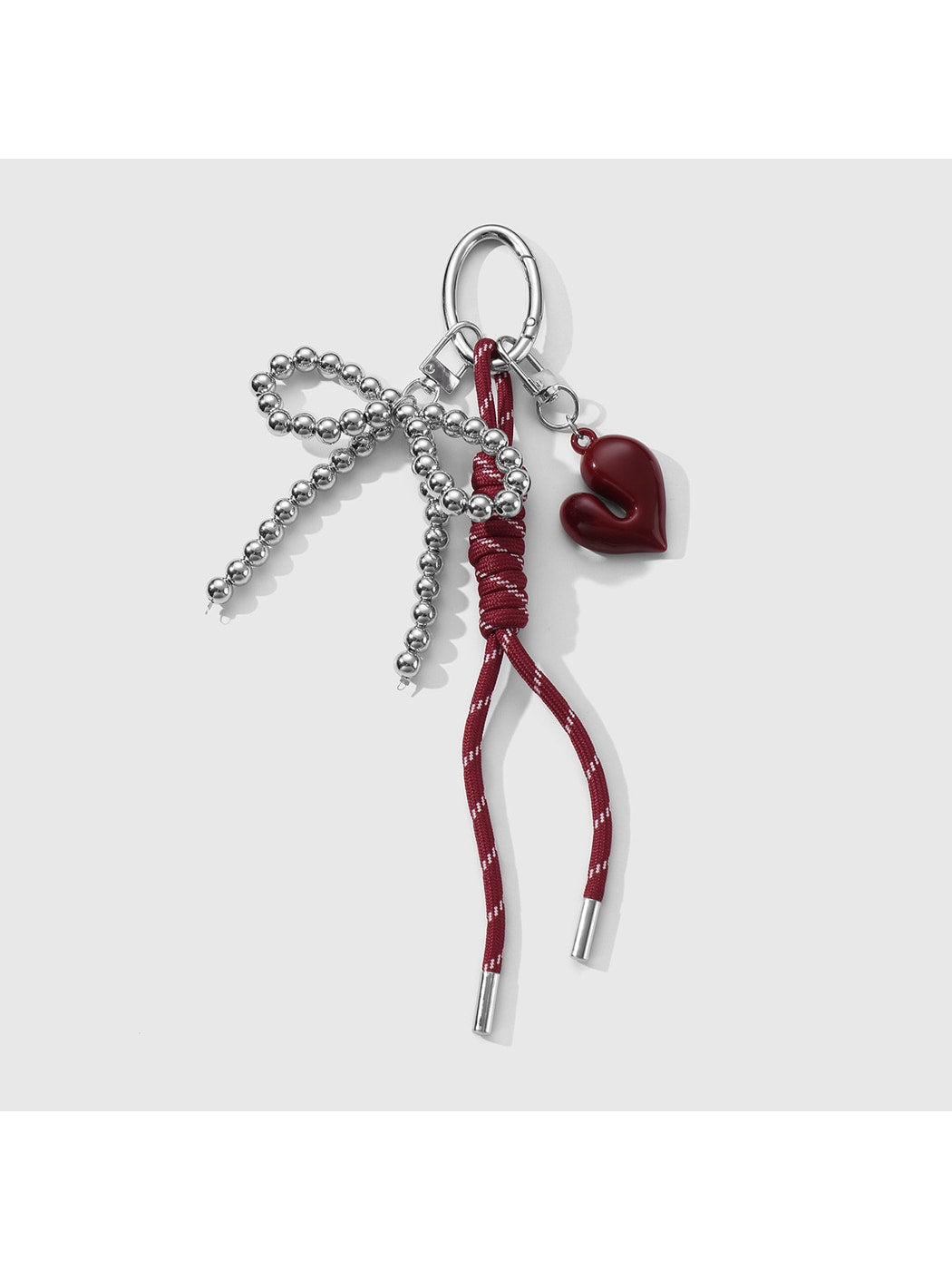 Keypus - Y2K Bow Heart Beaded Cord Bag Charm Keychain