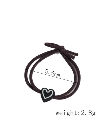Gifty - Elastic Heart Detail Ponytail Polyester Hair Tie