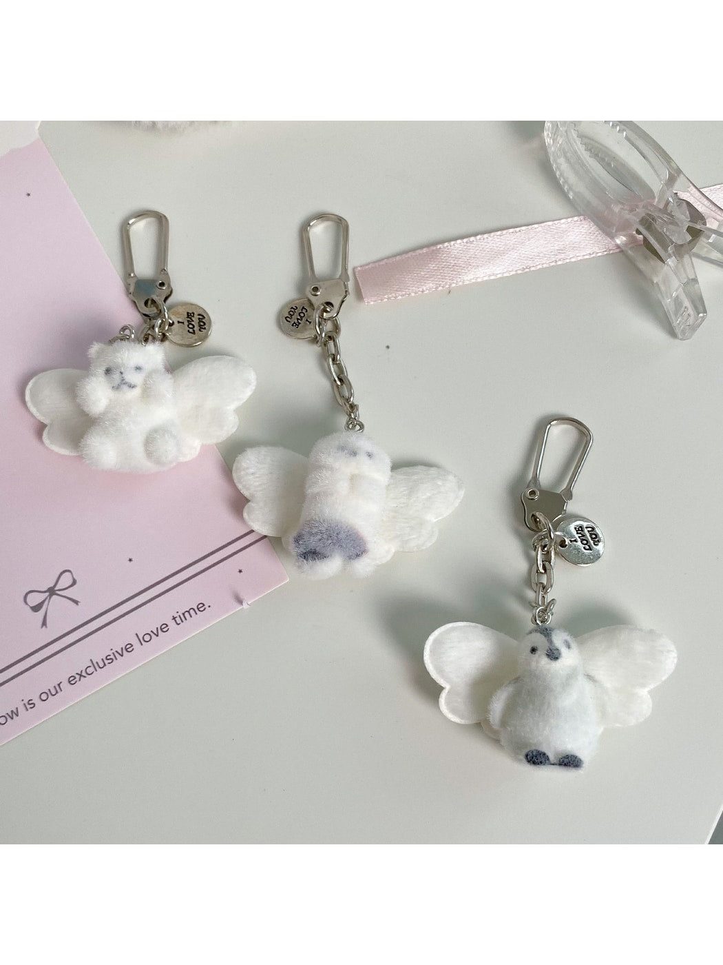 Keypus - Cute Angel Animal Flocked Bag Charm Keychain