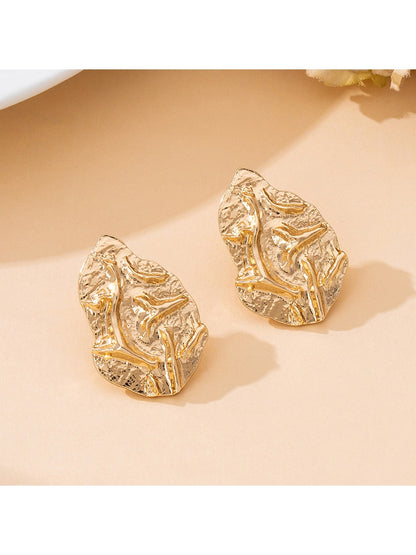 Earedge - Minimal Geometric Textured Alloy Stud Earrings