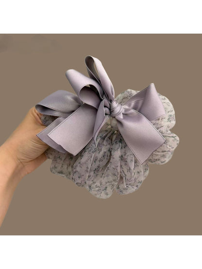 Gifty - Floral Bow Polyester Scrunchie