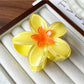 Beau - Glossy Flower Shape Plastic Alloy Claw Clip