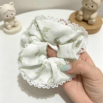 Gifty - Butterfly Pattern Lace Edge Ruffle Scrunchie