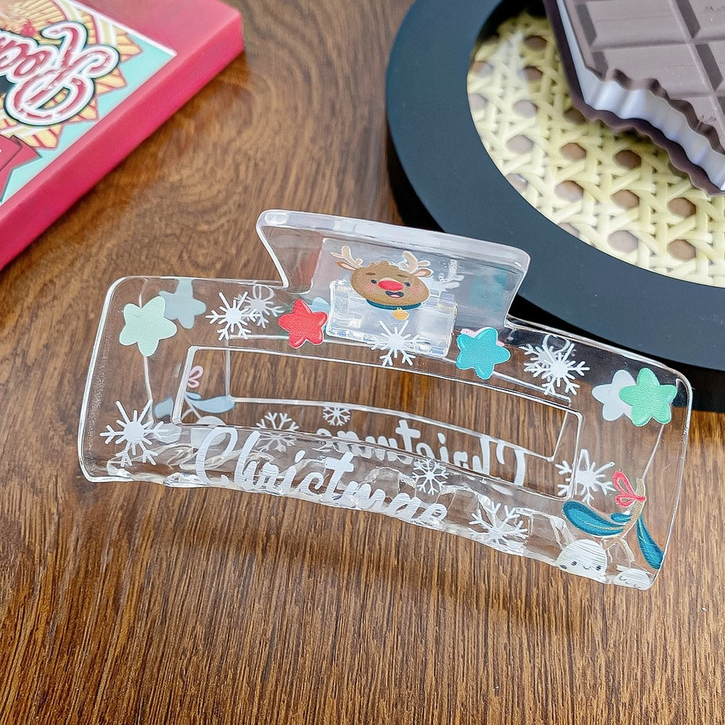 Beau - Christmas Theme Print Openwork Claw Clip