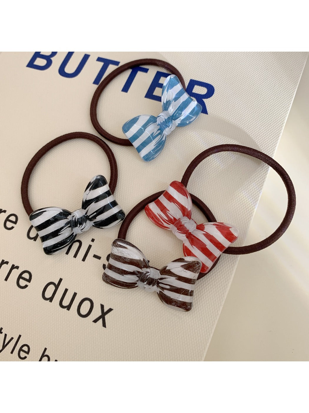 Gifty - Simple Striped Bow Hair Tie