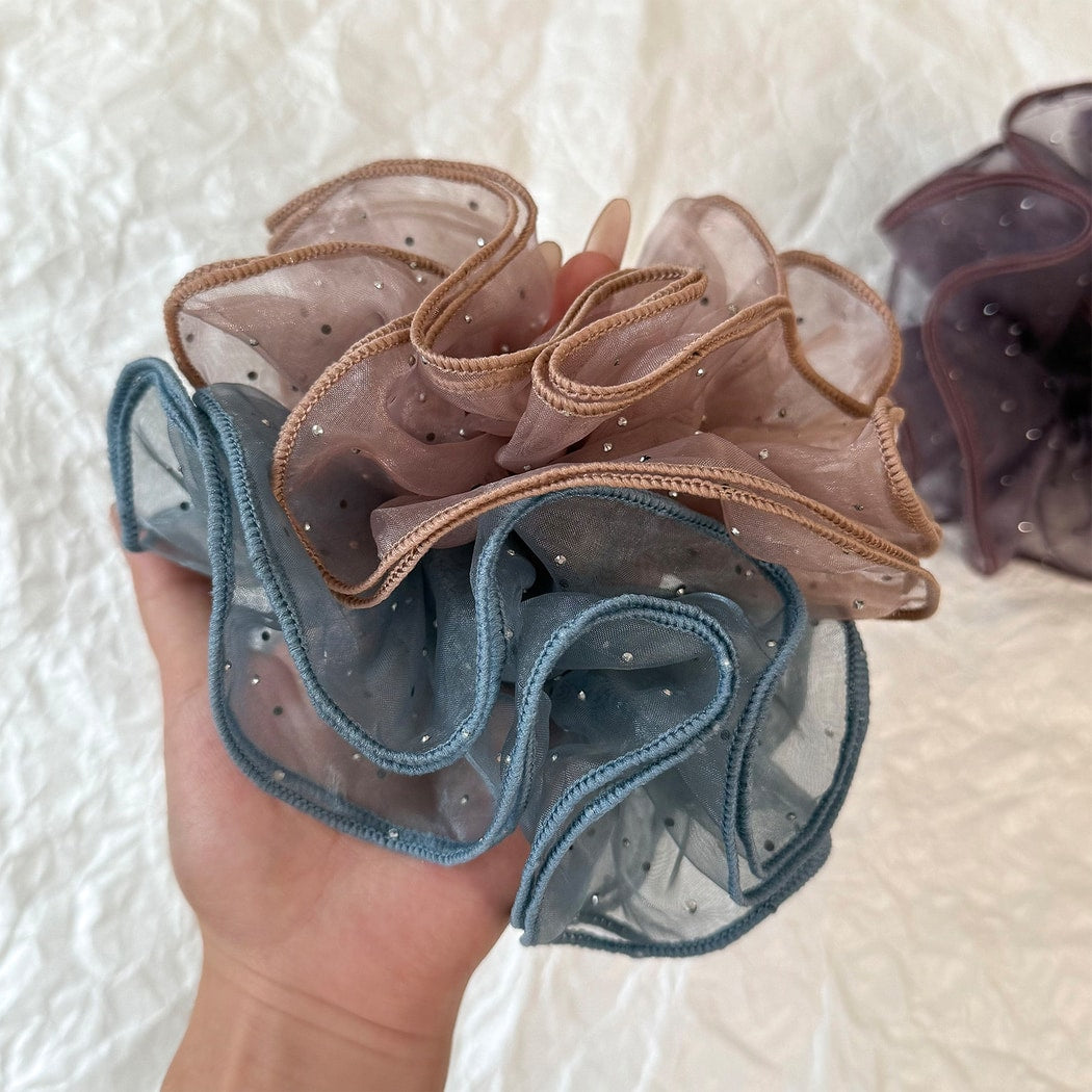 Gifty - Ruffled Mesh Polyester Decorative Scrunchie