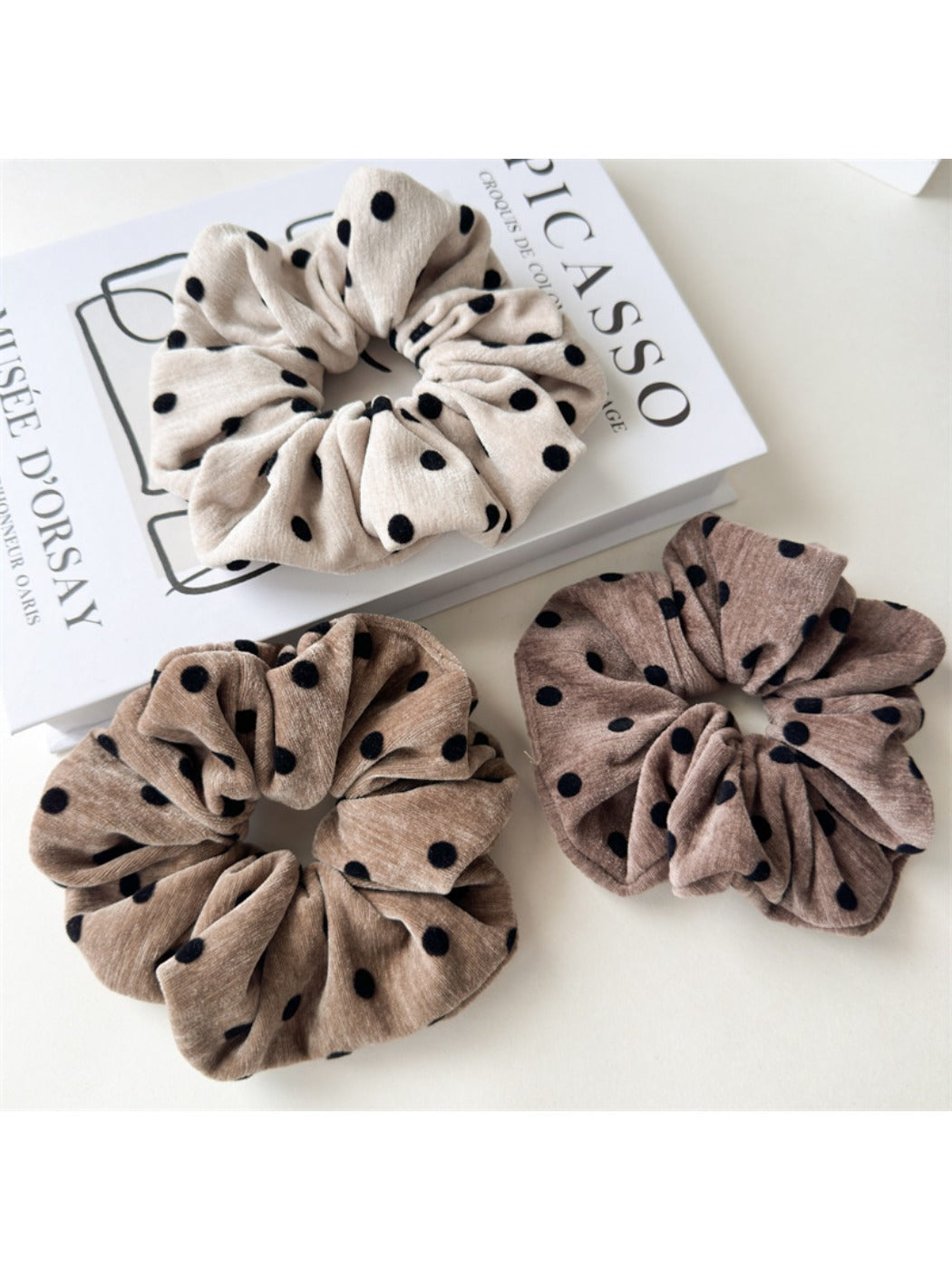 Gifty - Velvet Polka Dot Large Hair Scrunchie