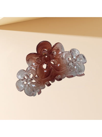 Beau - Gradient Three Flowers Plastic Claw Clip