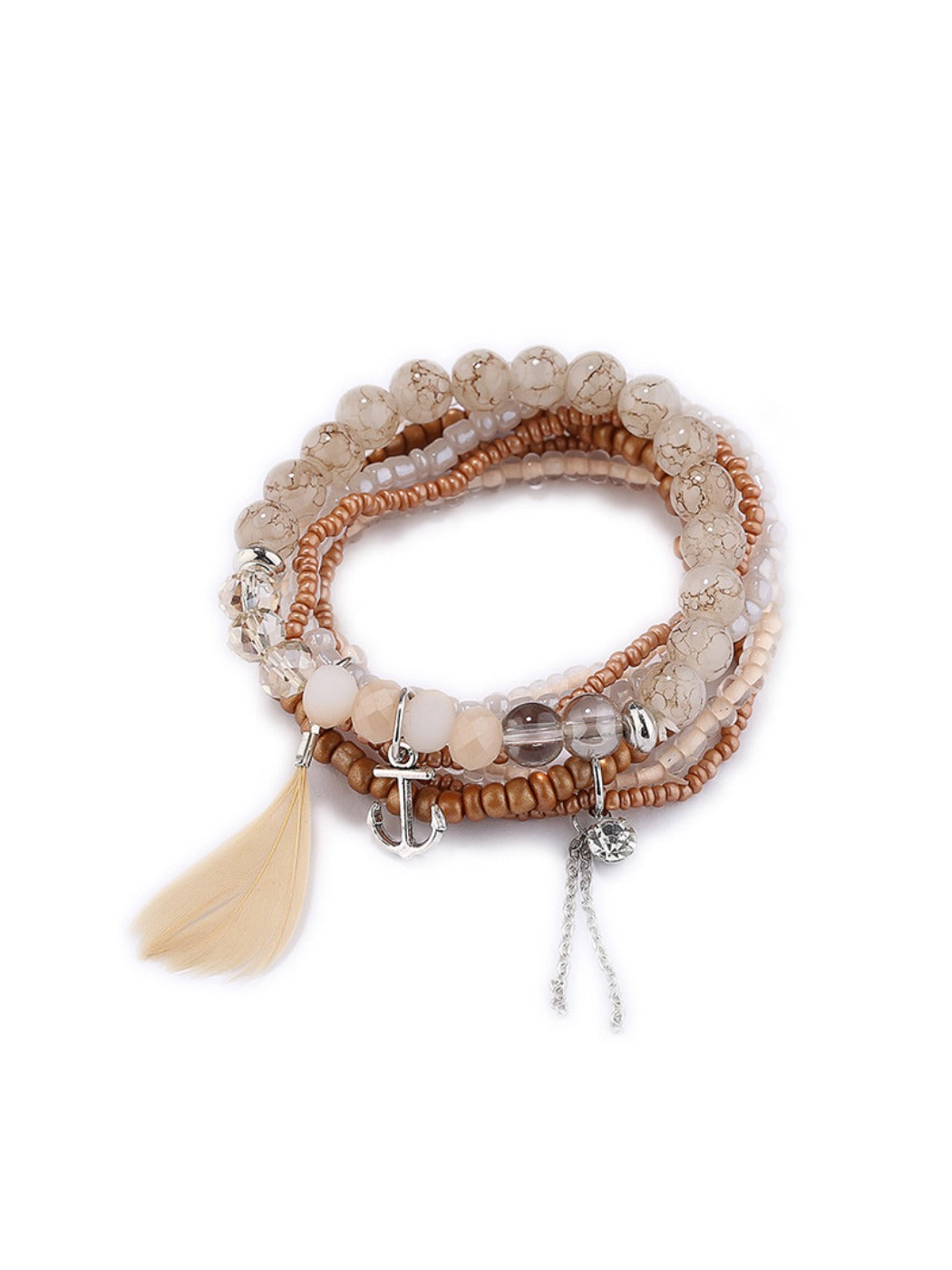 Lovra vintage chic beaded bracelet styled with complementary jewelry pieces