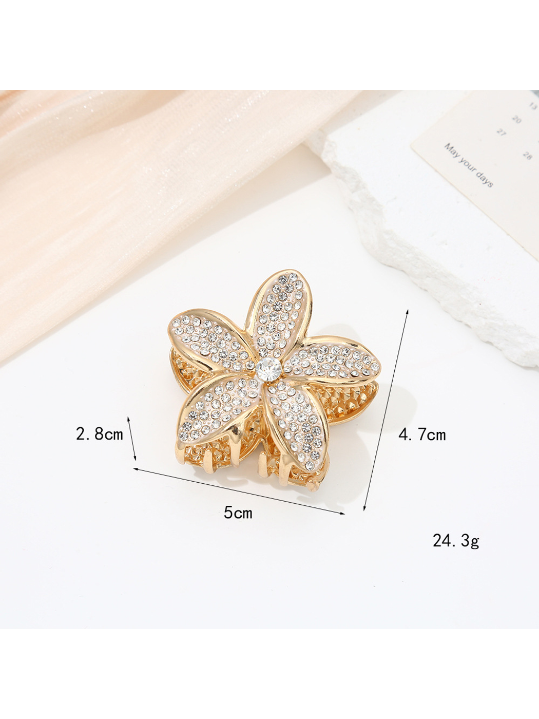Beau - Floral Alloy Gloss Finish Hair Claw Clip