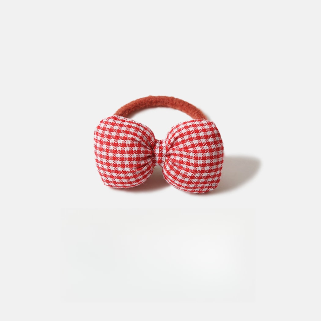 Gifty - Plaid Plush Bow Detail Polyester Hair Tie