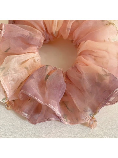 Gifty double layer scrunchie showing soft fabric and colorful sweet print design