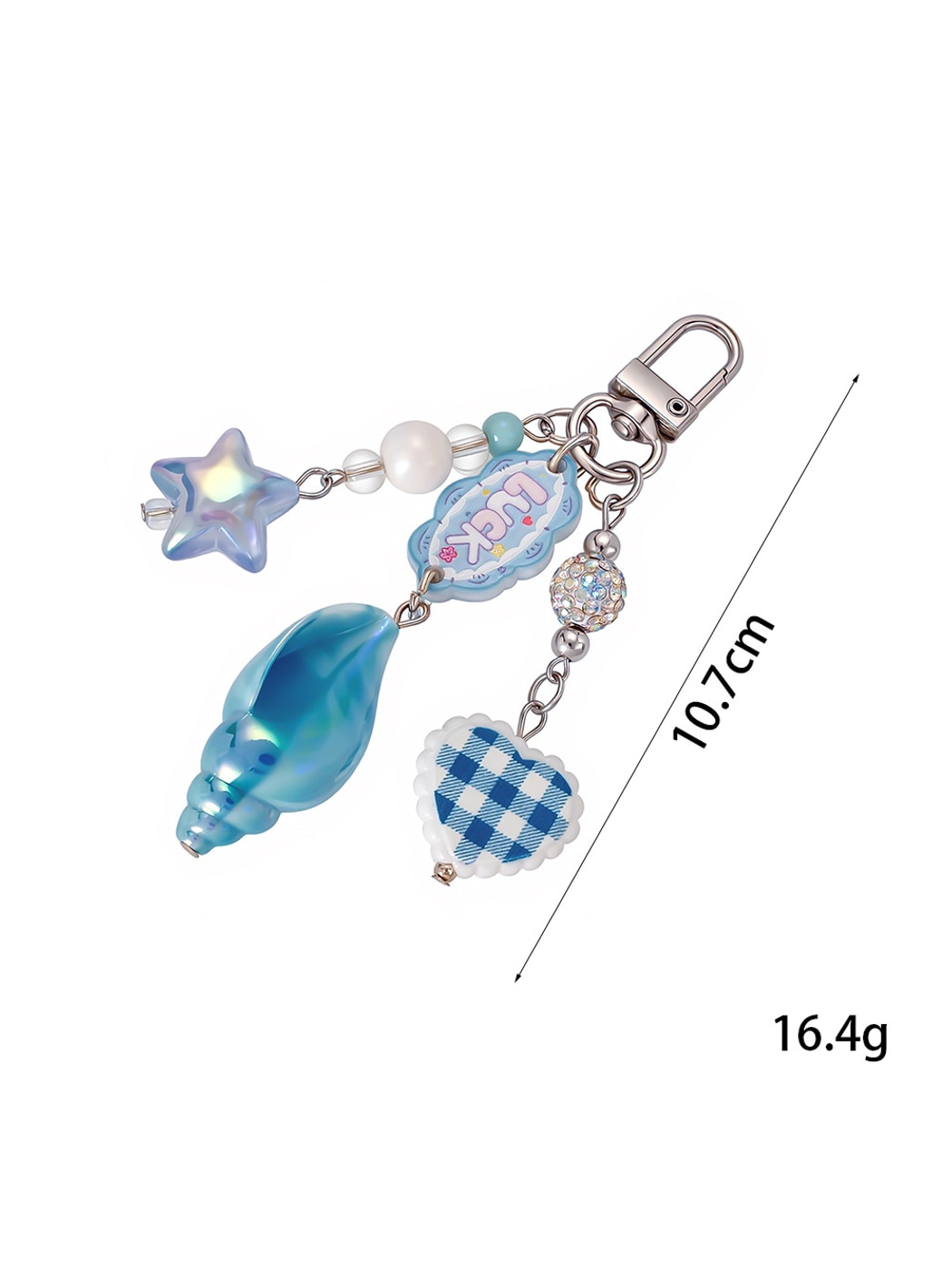 Keypus - Acrylic Conch Gingham Heart Bag Charm Keychain