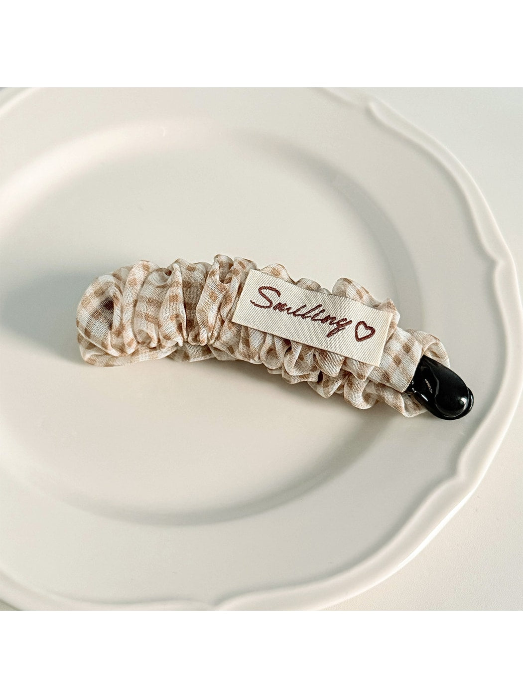 Beau - Plaid Gathered Fabric Decorative Banana Clip