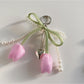 Keypus - Beaded Bow Tulip Bag Charm Keychain