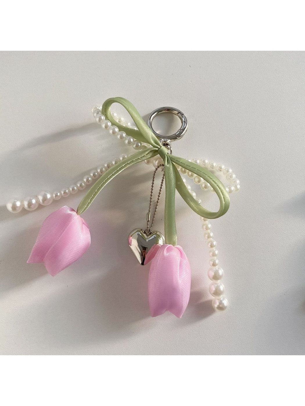 Keypus - Beaded Bow Tulip Bag Charm Keychain