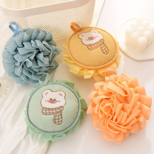 Papo - Cartoon Bear Embroidered Round Bath Pouf