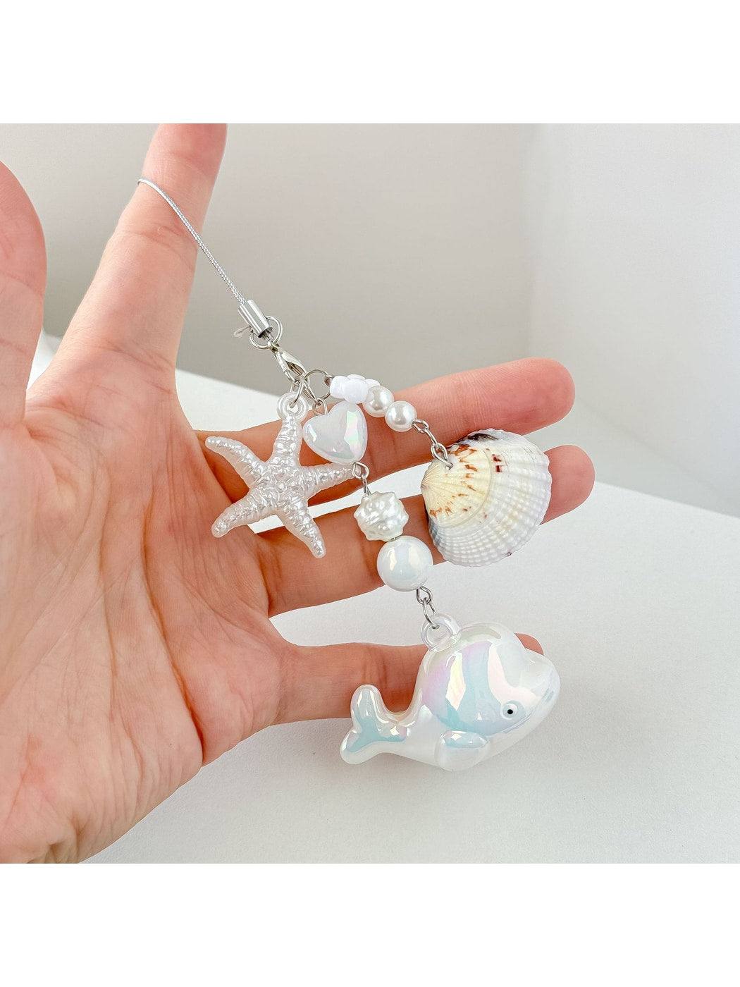 Keypus - Beaded Ocean Whale Accent Bag Charm Keychain