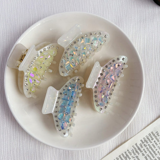 Beau - Iridescent Rhinestone Accent Plastic Claw Clip