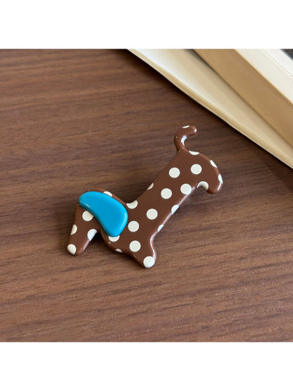 Beau - Polka Dot Dog Shape Acetate Claw Clip