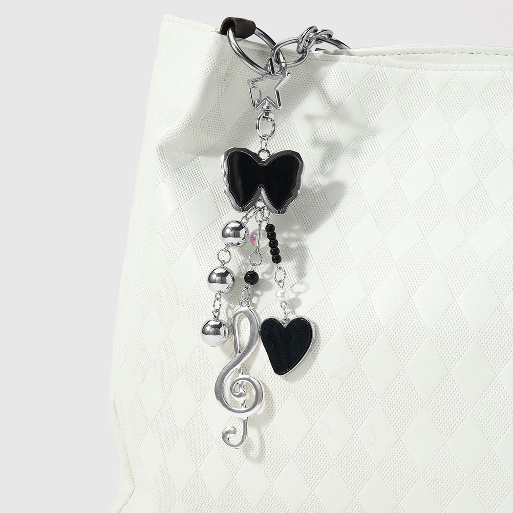 Keypus - Retro Silver Black Guitar Keychain