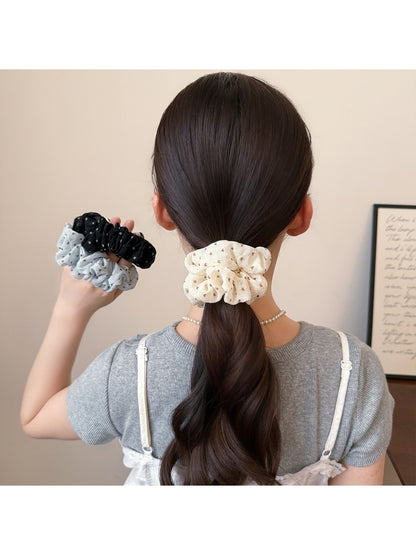 Gifty - Heart Pattern Ruffled Mesh Scrunchie