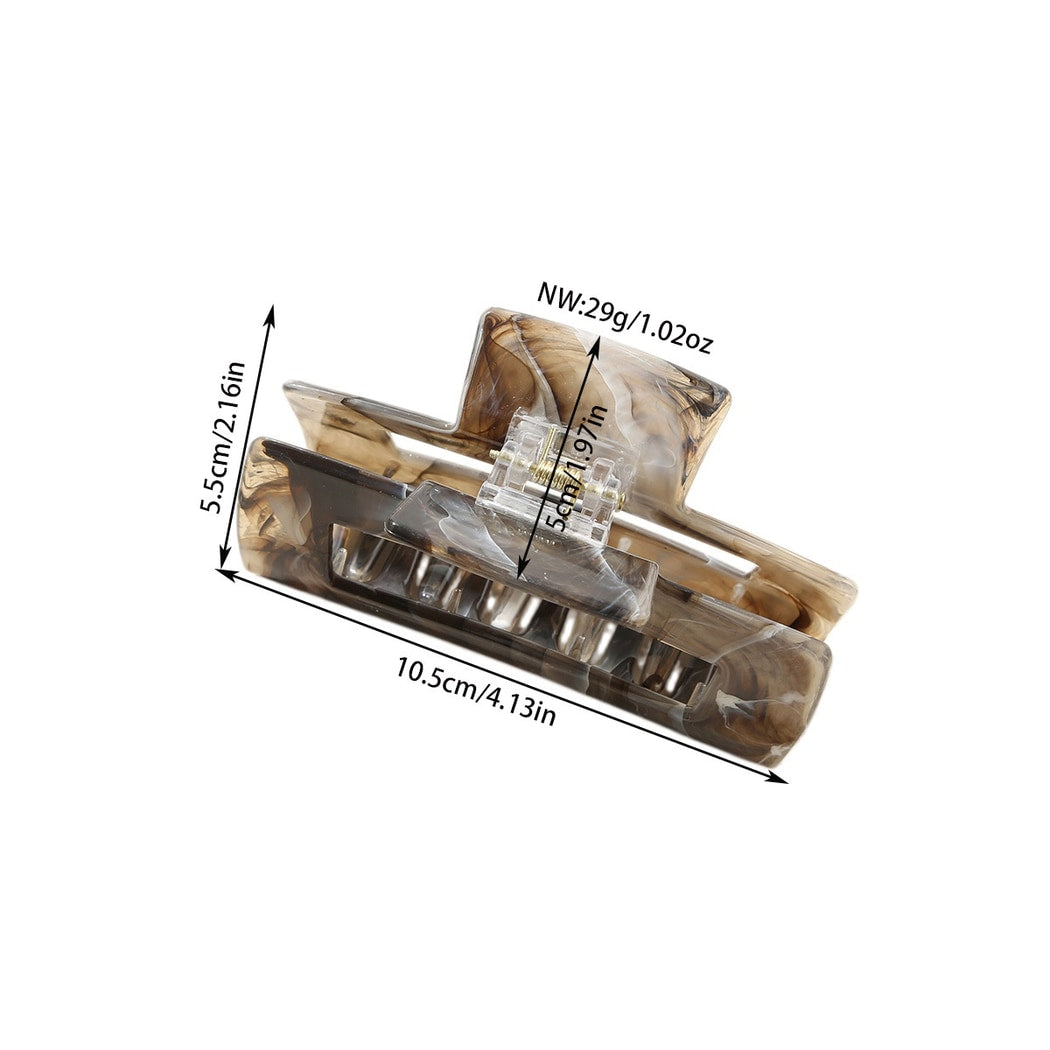 Beau - Marble Pattern PS Rectangular Hair Claw Clip