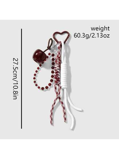 Keypus - Glitter Fruit Charm Woven Cord Decorative Keychain