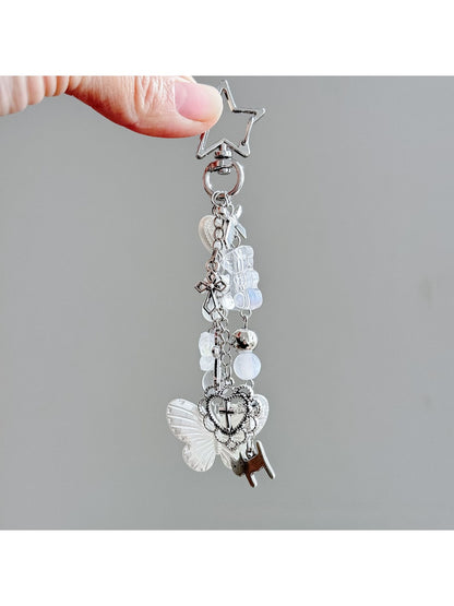 Keypus - Butterfly Heart Beaded Bag Charm Keychain