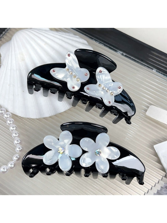 Beau - Floral Butterfly Half Moon Claw Clip