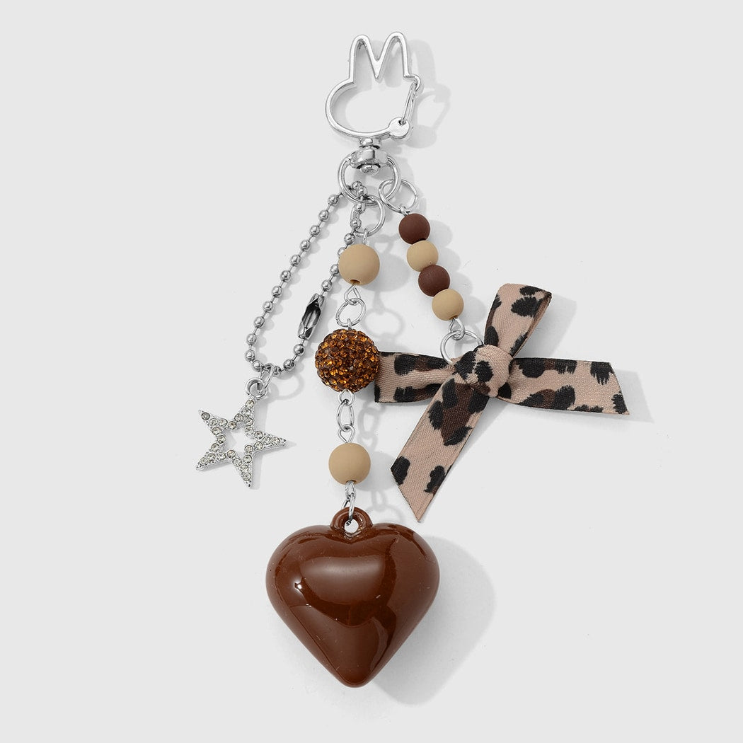 Keypus - Y2K Leopard Print Note and Bow Keychain