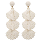 Earedge - Bohemian Shell Raffia Woven Drop Earrings