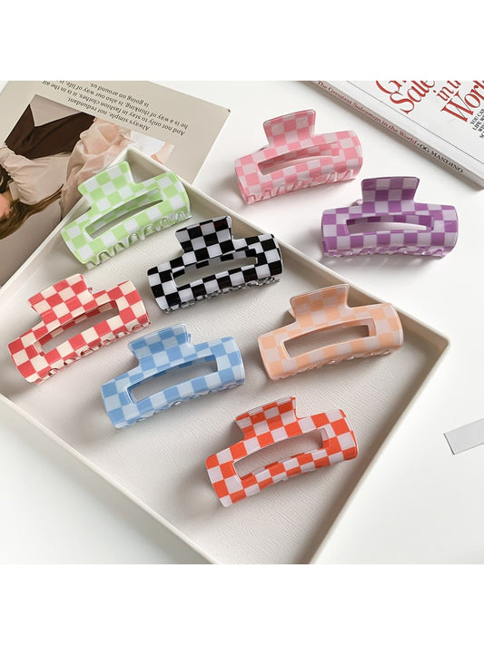 Beau - Checkerboard Macaron Openwork Hair Claw Clip