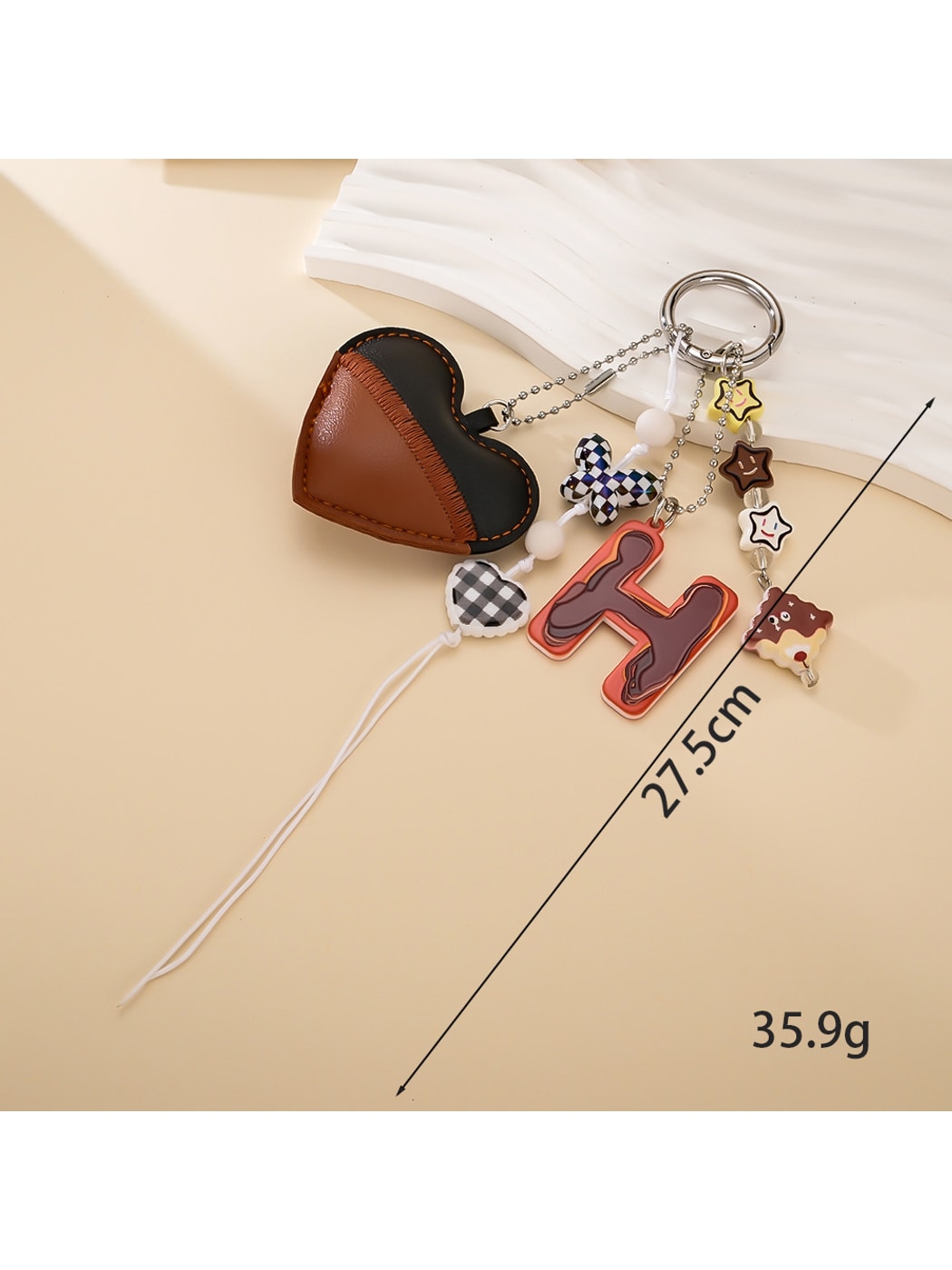 Keypus - Two Tone Heart Letter Bag Charm Keychain