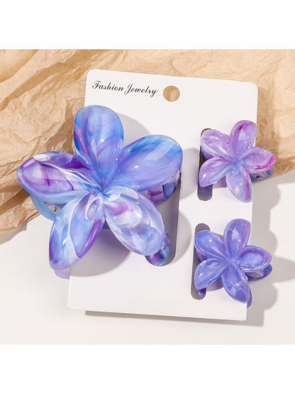 Beau - Marbled Frangipani Hair Clips Set